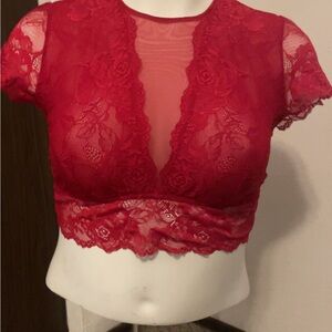 Torrid Red Lace Top